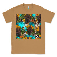 Toasted Coconut western bison and sunflowers seamless pattern Classic Tee - HRA Design Shop