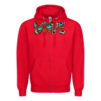 Red love turkey Zipper Hoodie - JahusDesignShop