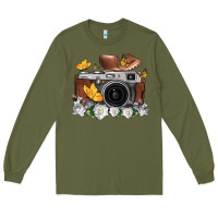 Army Green floral butterfly film roll vintage camera Long Sleeve Tee - FaDigitalArtStudio