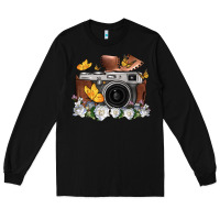 Black floral butterfly film roll vintage camera Long Sleeve Tee - FaDigitalArtStudio