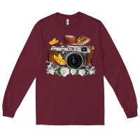 Burgundy floral butterfly film roll vintage camera Long Sleeve Tee - FaDigitalArtStudio