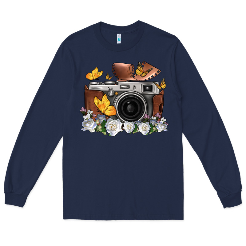 Floral Butterfly Film Roll Vintage Camera Long Sleeve Tee by FaDigitalArtStudio | Teevron
