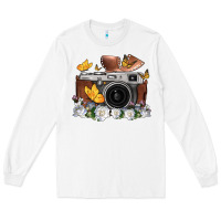 White floral butterfly film roll vintage camera Long Sleeve Tee - FaDigitalArtStudio