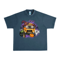 Midnight Navy Halloween School Bus Urban Heavy Tee - texasbilliewilder