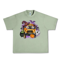 Oil Green Halloween School Bus Urban Heavy Tee - texasbilliewilder