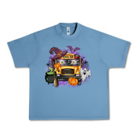 Pebble Blue Halloween School Bus Urban Heavy Tee - texasbilliewilder