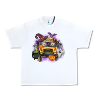 White Halloween School Bus Urban Heavy Tee - texasbilliewilder