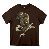 Chocolate Brown American White Sea Eagle Heavy Core Tee - LillyAllenDesigns