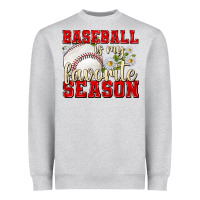 Heather Grey baseball is my favorite season Heavyweight Sweatshirt - texasbilliewilder