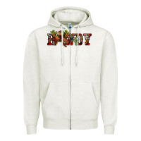 Oatmeal Heather Christmas Howdy Bronco Rodeo Zipper Hoodie - JahusDesignShop