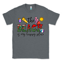 Charcoal Heather the beach is my happy place Classic Tee - CowhideDigitalArt