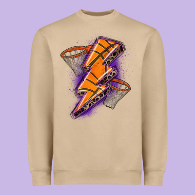 Basketball Lightning Bolt Heavyweight Sweatshirt Designed By Zillion Design Studio