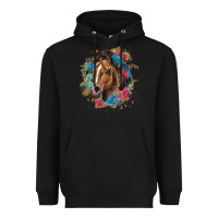 Black quarter horse floral Heavyweight Hoodie - LillyAllenDesigns