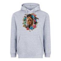 Heather Grey quarter horse floral Heavyweight Hoodie - LillyAllenDesigns