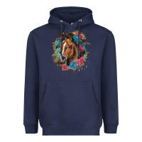 Navy quarter horse floral Heavyweight Hoodie - LillyAllenDesigns
