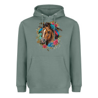 Sage quarter horse floral Heavyweight Hoodie - LillyAllenDesigns