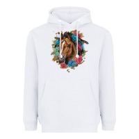 White quarter horse floral Heavyweight Hoodie - LillyAllenDesigns