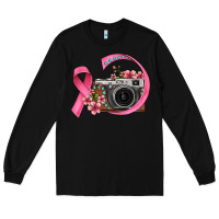 Black floral cancer ribbon vintage camera Long Sleeve Tee - FaDigitalArtStudio