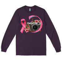Plum floral cancer ribbon vintage camera Long Sleeve Tee - FaDigitalArtStudio