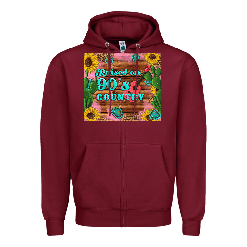 Raised 90's Country Guitar Cactus Sunflower's Zipper Hoodie by Artiststas | Teevron