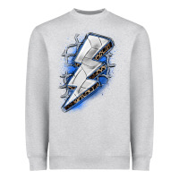 Heather Grey volleyball lightning bolt Heavyweight Sweatshirt - Zillion Design Studio
