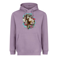 Lavender mustang horse with floral background Heavyweight Hoodie - LillyAllenDesigns