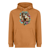 Meerkat mustang horse with floral background Heavyweight Hoodie - LillyAllenDesigns
