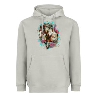 Moon Dust mustang horse with floral background Heavyweight Hoodie - LillyAllenDesigns