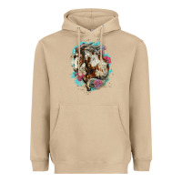 Mushroom mustang horse with floral background Heavyweight Hoodie - LillyAllenDesigns