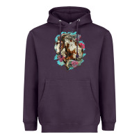 Plum mustang horse with floral background Heavyweight Hoodie - LillyAllenDesigns