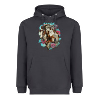 Smoke mustang horse with floral background Heavyweight Hoodie - LillyAllenDesigns