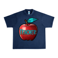 Navy apple teacher Urban Heavy Tee - BarkalooDesign