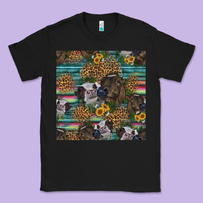 Western Two Cute Heifers Seamless Pattern Classic Tee Designed By Hra Design Shop