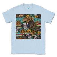 Dusty Blue western two cute heifers seamless pattern Classic Tee - HRA Design Shop