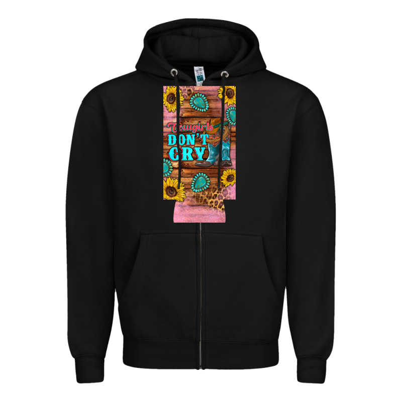 Cowgirls Don't Crty Boots Hat Sunflowers 12 Oz Can Cooler  (slim) Zipper Hoodie by Artiststas | Teevron