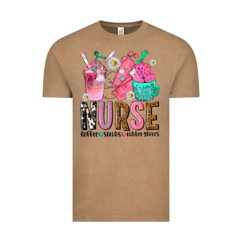 Nurse Coffee Scrubs Rubber Gloves Vintage Tee by texasbilliewilder | Teevron