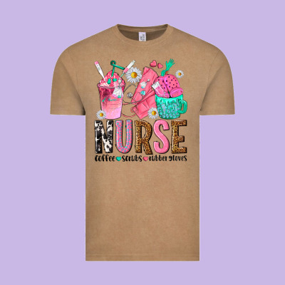 Nurse Coffee Scrubs Rubber Gloves Vintage Tee Designed By Texasbilliewilder