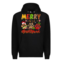 Black merry christmas paws Premium Hoodie - MaliasSmallBusiness