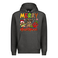 Charcoal Heather merry christmas paws Premium Hoodie - MaliasSmallBusiness