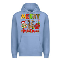 Colony Blue merry christmas paws Premium Hoodie - MaliasSmallBusiness
