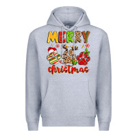 Heather Grey merry christmas paws Premium Hoodie - MaliasSmallBusiness