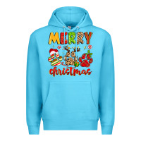 Ocean Blue merry christmas paws Premium Hoodie - MaliasSmallBusiness