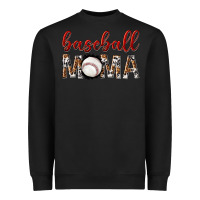 Black baseball mama with leopard Heavyweight Sweatshirt - texasbilliewilder