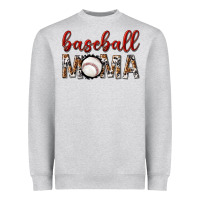 Heather Grey baseball mama with leopard Heavyweight Sweatshirt - texasbilliewilder