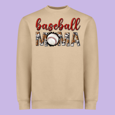 Heavyweight Sweatshirt baseball mama with leopard