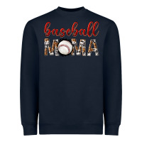 Navy baseball mama with leopard Heavyweight Sweatshirt - texasbilliewilder
