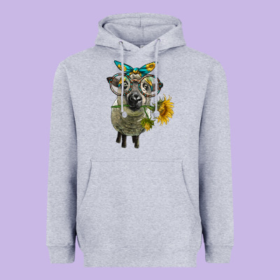 Cute Hempshire Sheep With Eyeglasses Heavyweight Hoodie Designed By Lillyallendesigns