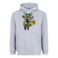 Heather Grey cute hempshire sheep with eyeglasses Heavyweight Hoodie - LillyAllenDesigns