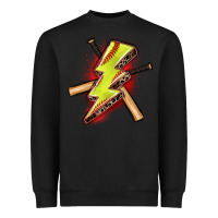 Black softball lightning bolt Heavyweight Sweatshirt - Zillion Design Studio