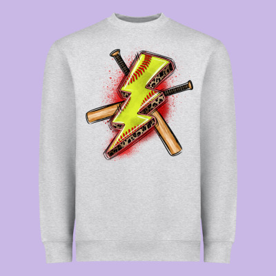 Softball Lightning Bolt Heavyweight Sweatshirt Designed By Zillion Design Studio